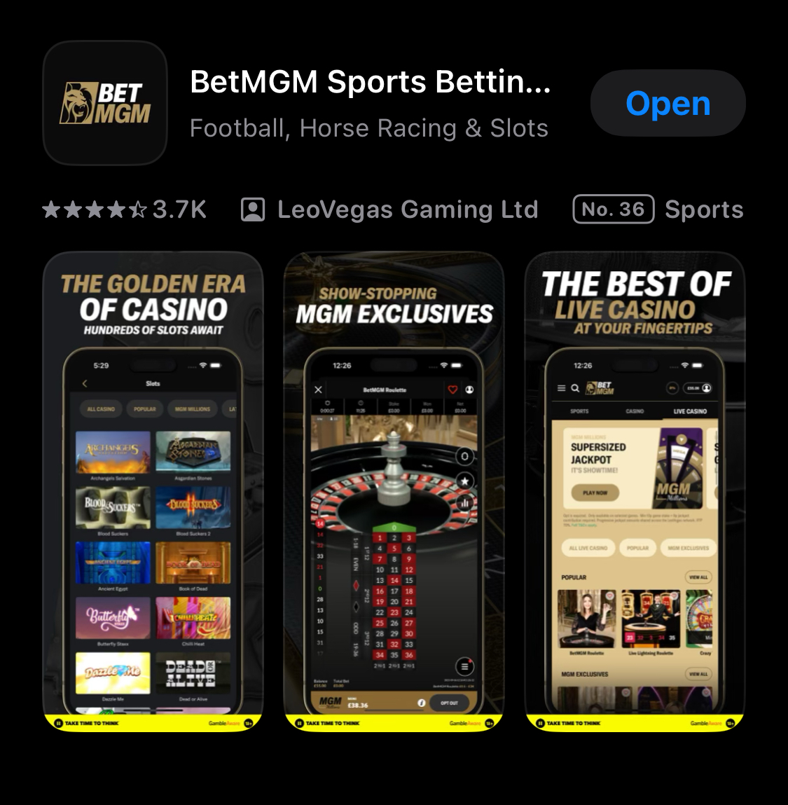 BetMGM's app shown on the iOS app store